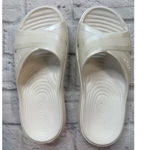 Ryka Refresh Slide Womens 7 White Excellent Pearlescent Recovery Sandal